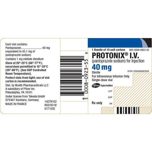 Pfizer Inc / Consumr Hlthcr PantoprazoleSodium Injection 00008-0923-55 - 10.0 Each