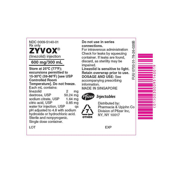 Pfizer Inc / Consumr Hlthcr Zyvox Solutions 00009-5140-04 - 10.0 Each - MDL-0009-5140-04