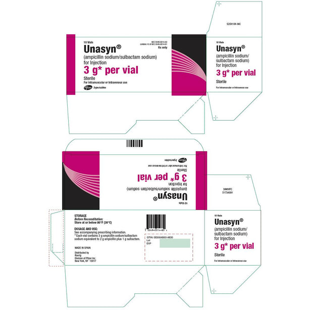 PFIZER INC/CONSUMR HLTHCR Unasyn Injections 00049-0014-83 10 Each - MDL-0049-0014-83