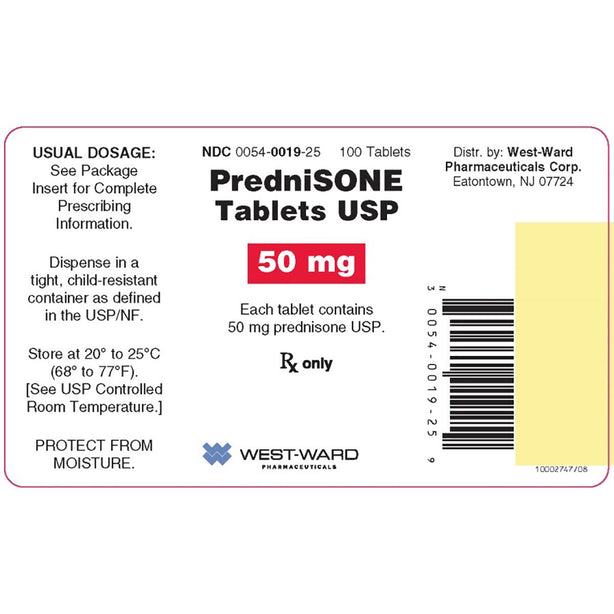 Hikma Pharmaceuticals Plc Prednisone Oral 00054-0019-25 - - MDL-0054-0019-25