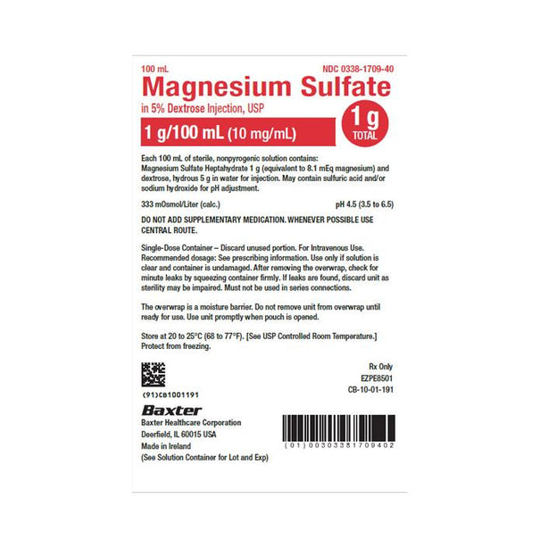 Baxter Healthcare Magnesium Sulfate in 5% Dextrose 00338-1709-40 - 40.0 Each - MDL-0338-1709-40F