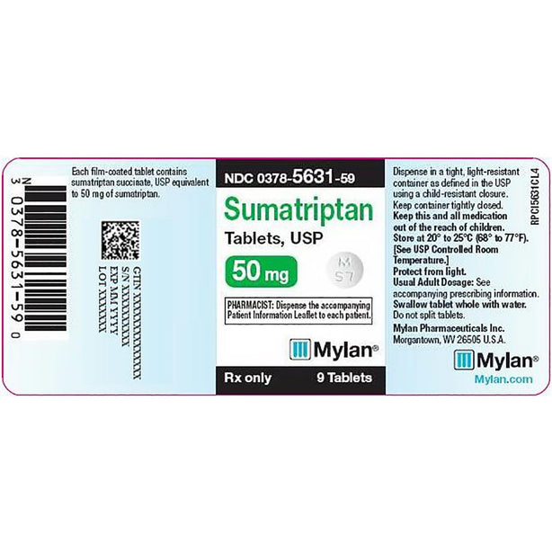 Mylan Sumatriptan Oral Tablets 00378-5631-59 - 1.0 box - MDL-0378-5631-59