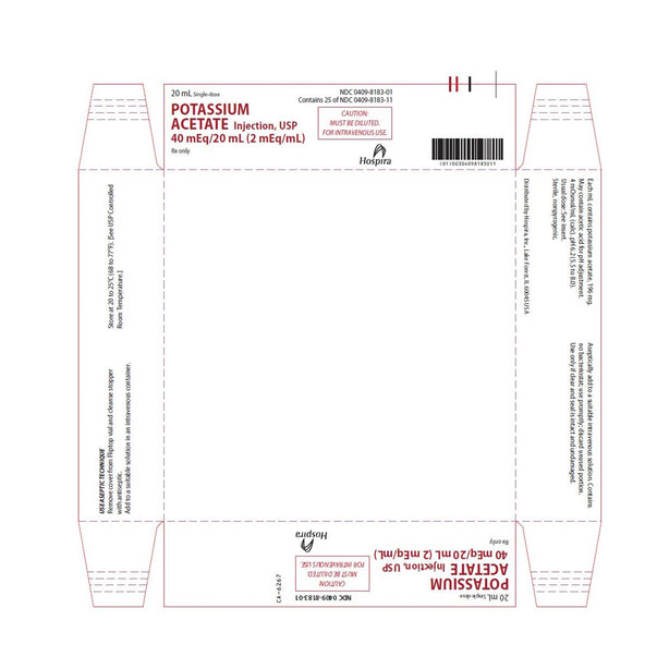 Pfizer Inc / Consumr Hlthcr Potassium Acetate Injections 00409-8183-01 - 25.0 Each