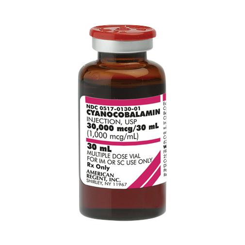 American Regent Cyanocobalamin Injection, Multidose Vial, 1,000 mcg / mL, 30 mL - 00517-0130-01 - 1 Each