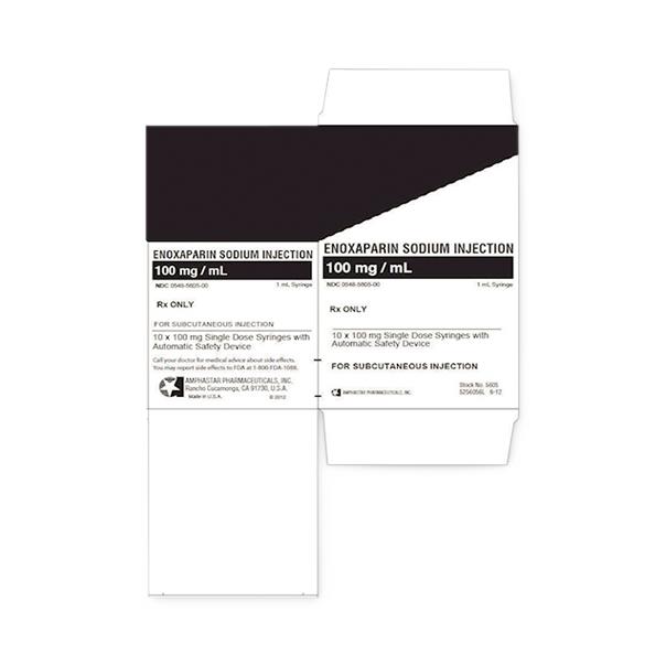 Amphastar Pharmaceuticals Sodium Injection Enoxaparin 150mg / mL Prefilled Syringe, 10 x 0.8mL - 00548-5606-00 - 1 Box