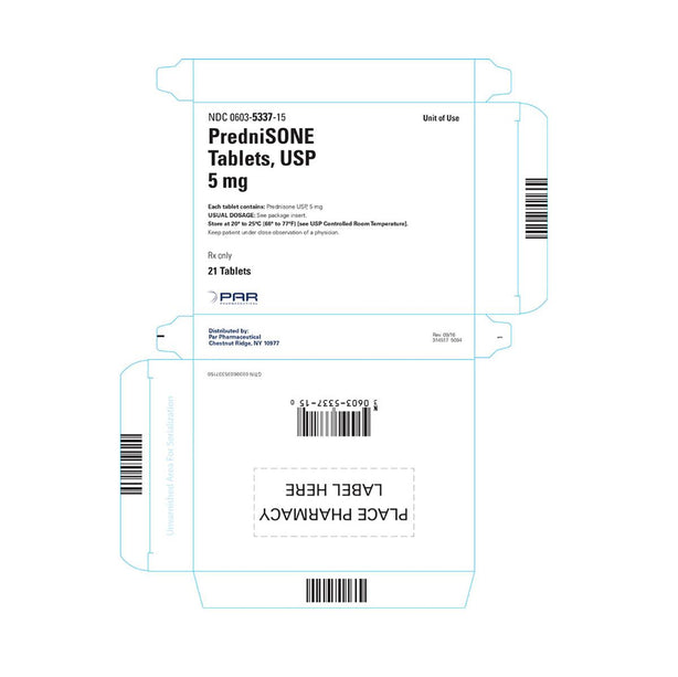 Par Pharmaceutical Companies, Inc Prednisone Oral 00603-5337-15 - 1.0 box - MDL-0603-5337-15