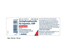 Sandoz Cyclophosphamide Injection 00781-3233-94 - 1.0 Each - MDL-0781-3233-94