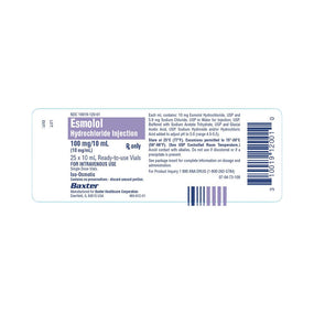 BAXTER HEALTHCARE Esmolol HCL Injections 10019-0120-01 25 Each - MDL-10019-120-01