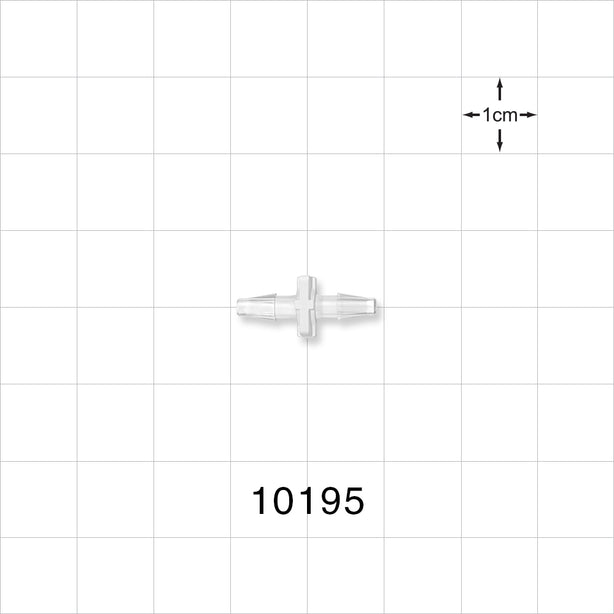 Straight Connector, Barbed, Natural - Fits 3/32 inch ID Tubing (0.094 inch, 2.38 mm) - 10195