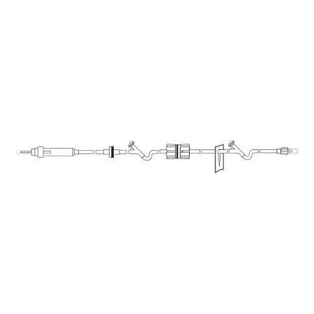 MedSource International Primary IV Administration Set MedSource Gravity 2 Ports 10 Drops / mL Drip Rate Without Filter 96 Inch Tubing - Case of 48 - MS-83206-CS