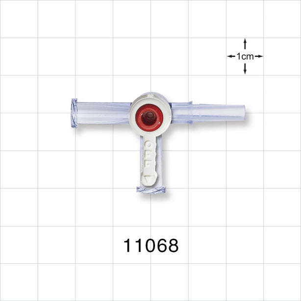 4-Way Stopcock, 2 Female Luer Locks, Male Luer Slip - 6 psi - 11068