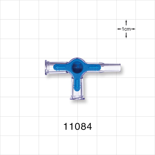 4-Way Stopcock, 2 Female Luer Locks, Male Luer Slip - 45 psi - 11084