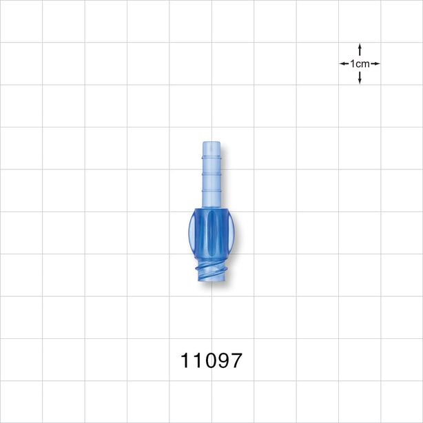 Female Luer Lock, Tubing Port, Blue - 0.19 inch OD (4.83 mm) - 11097