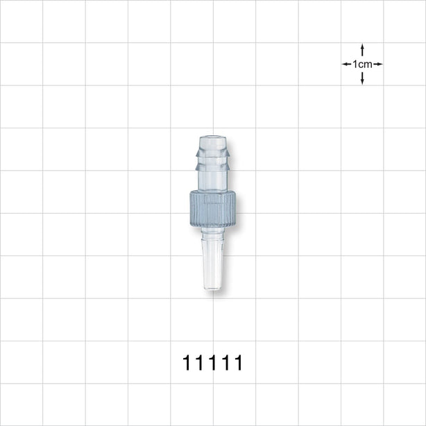 Male Luer Slip, Barbed, Clear - 0.3 inch OD (7.62 mm) - 11111