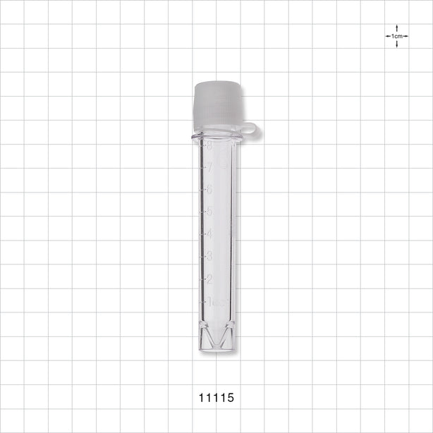 Collection Vial w/Screw Cap on Strap, Clear - 10 ml, 10 g, 0.33 oz. - 11115