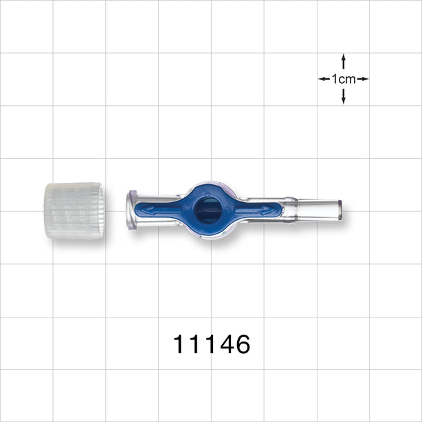 1-Way Stopcock, Female Luer Lock, Male Luer Slip, 90 Degree Turn Handle, Non-Vented Cap - 30 psi - 11146
