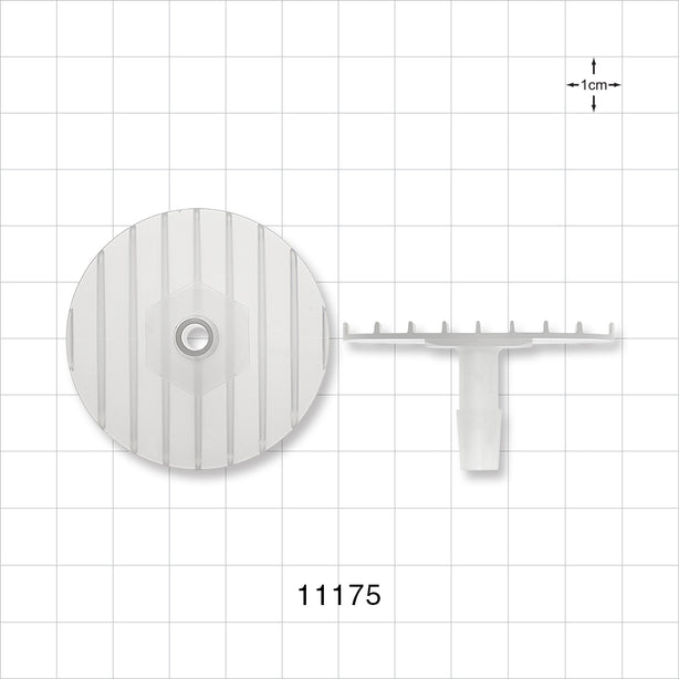 Bag Port Flange with Ribbed Base, Barbed, Natural - Fits 1/4 inch ID Tubing (0.25 inch, 6.35 mm) - 11175