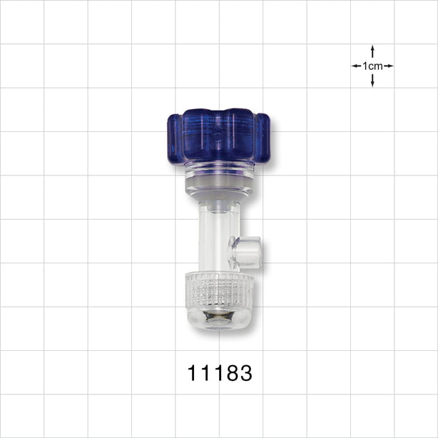 Tuohy Borst Adapter, Threaded Flare Connector - 0 FR - 13 FR (0 inch - 0.17 inch, 0 mm - 4.3 mm); 0.2 inch ID Sideport (5 mm) - 11183