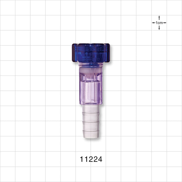 Tuohy Borst Adapter, Barbed - 0 FR - 13 FR (0 inch - 0.17 inch, 0 mm - 4.3 mm); 0.449 inch - 0.472 inch OD Barb (11.4 mm - 11.9 mm) - 11224