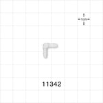 Elbow Connector, Barbed, White - Fits 3/32 inch ID Tubing (0.094 inch, 2.38 mm) - 11342