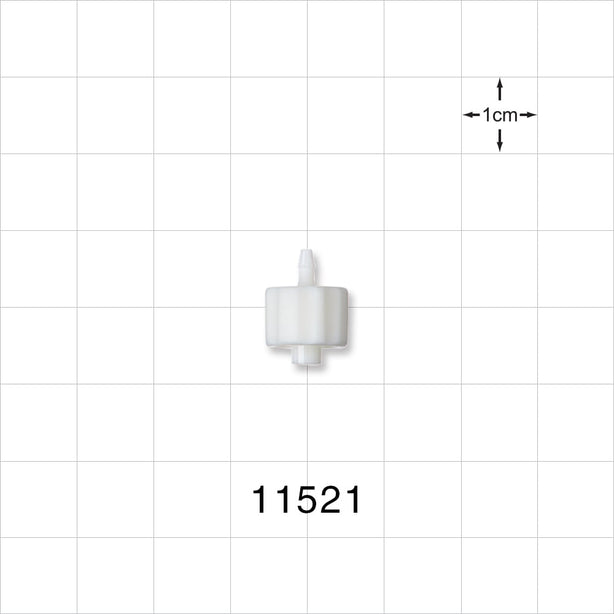 Male Luer Lock, Barbed, White - Fits 1/16 inch ID Tubing (0.063 inch, 1.59 mm) - 11521