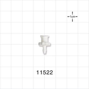 Female Luer Lock, Barbed, White - Fits 3/32 inch ID Tubing (0.094 inch, 2.38 mm) - 11522