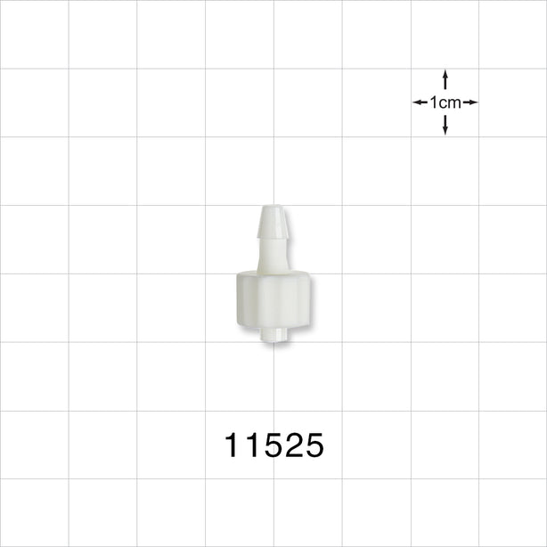 Male Luer Lock, Barbed, White - Fits 1/8 inch ID Tubing (0.125 inch, 3.18 mm) - 11525