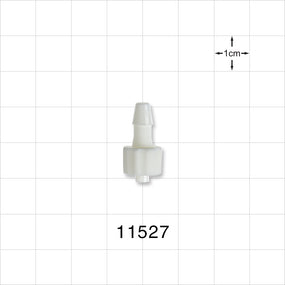Male Luer Lock, Barbed, White - Fits 5/32 inch ID Tubing (0.156 inch, 3.97 mm) - 11527