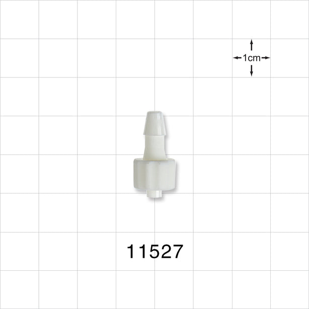 Male Luer Lock, Barbed, White - Fits 5/32 inch ID Tubing (0.156 inch, 3.97 mm) - 11527