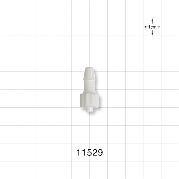 Male Luer Lock, Barbed, White - Fits 3/16 inch ID Tubing (0.188 inch, 4.76 mm) - 11529