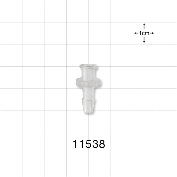 Female Luer Lock, Barbed, Natural - Fits 5/32 inch ID Tubing (0.156 inch, 3.97 mm) - 11538