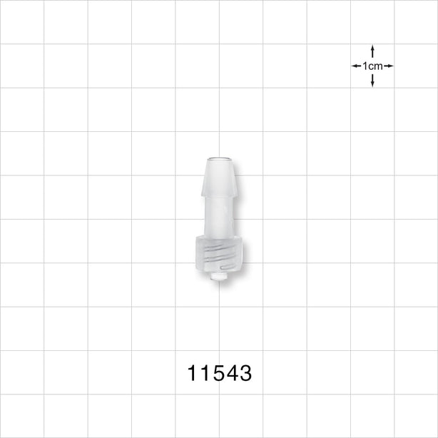 Male Luer Lock, Barbed, Natural - Fits 1/4 inch ID Tubing (0.25 inch, 6.35 mm) - 11543