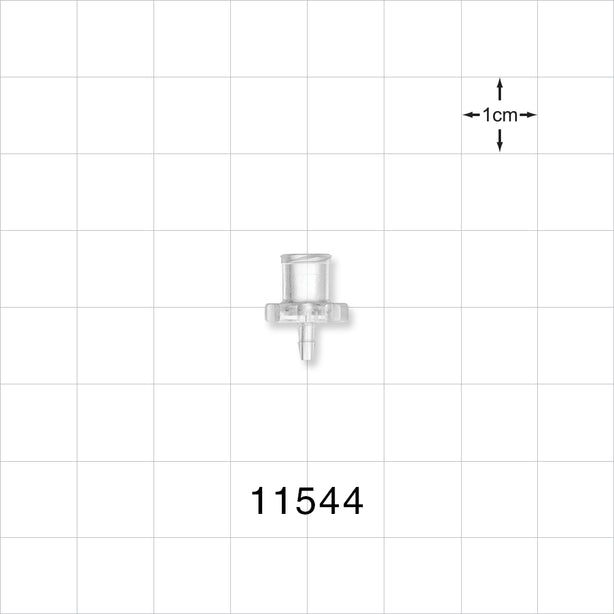 Female Luer Lock, Barbed, Clear - Fits 1/16 inch ID Tubing (0.063 inch, 1.59 mm) - 11544