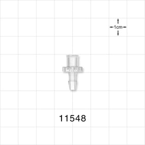 Female Luer Lock, Barbed, Clear - Fits 1/8 inch ID Tubing (0.125 inch, 3.18 mm) - 11548