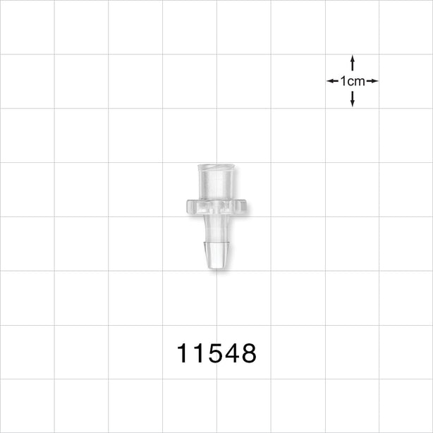 Female Luer Lock, Barbed, Clear - Fits 1/8 inch ID Tubing (0.125 inch, 3.18 mm) - 11548