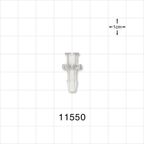 Female Luer Lock, Barbed, Clear - Fits 5/32 inch ID Tubing (0.156 inch, 3.97 mm) - 11550