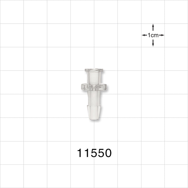 Female Luer Lock, Barbed, Clear - Fits 5/32 inch ID Tubing (0.156 inch, 3.97 mm) - 11550
