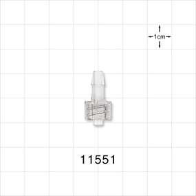 Male Luer Lock, Barbed, Clear - Fits 5/32 inch ID Tubing (0.156 inch, 3.97 mm) - 11551