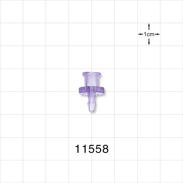 Female Luer Lock, Barbed, Clear - Fits 3/32 inch ID Tubing (0.094 inch, 2.38 mm) - 11558