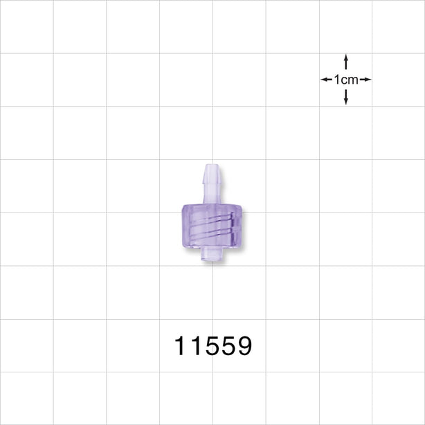 Male Luer Lock, Barbed, Clear - Fits 3/32 inch ID Tubing (0.094 inch, 2.38 mm) - 11559