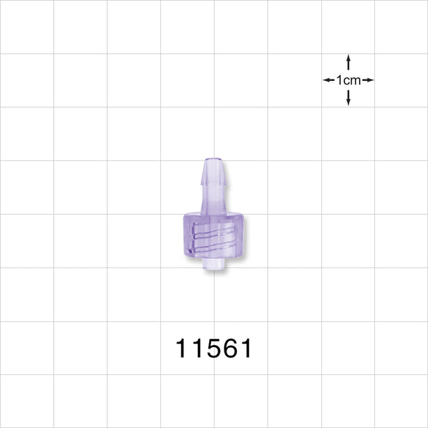 Male Luer Lock, Barbed, Clear - Fits 1/8 inch ID Tubing (0.125 inch, 3.18 mm) - 11561