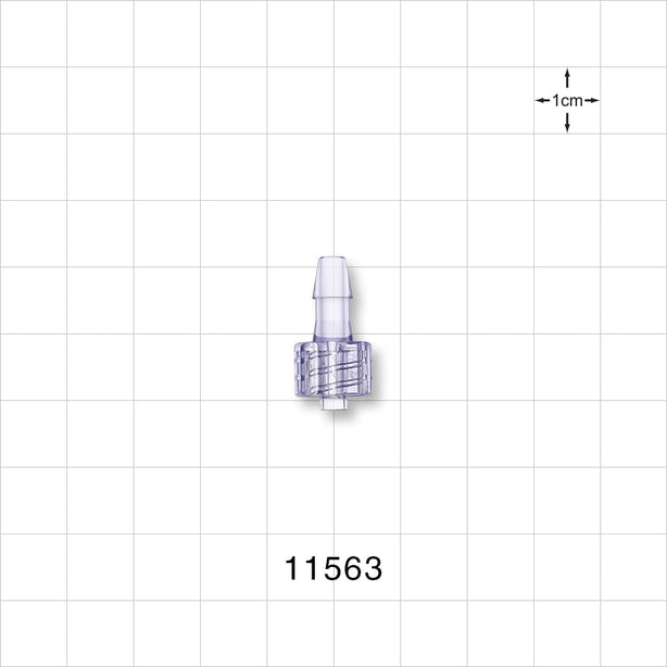 Male Luer Lock, Barbed, Clear - Fits 5/32 inch ID Tubing (0.156 inch, 3.97 mm) - 11563