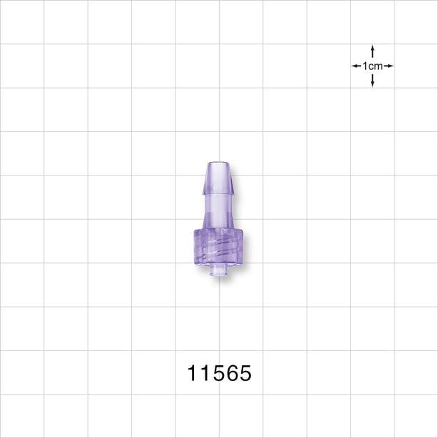 Male Luer Lock, Barbed, Clear - Fits 3/16 inch ID Tubing (0.188 inch, 4.76 mm) - 11565