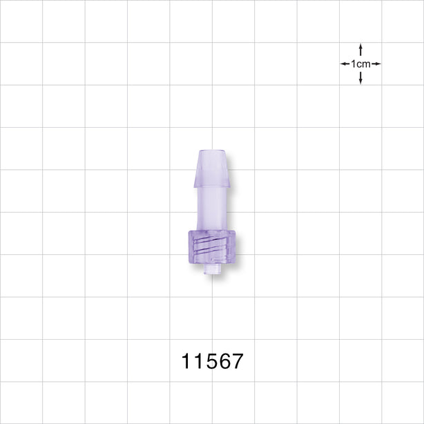 Male Luer Lock, Barbed, Clear - Fits 1/4 inch ID Tubing (0.25 inch, 6.35 mm) - 11567