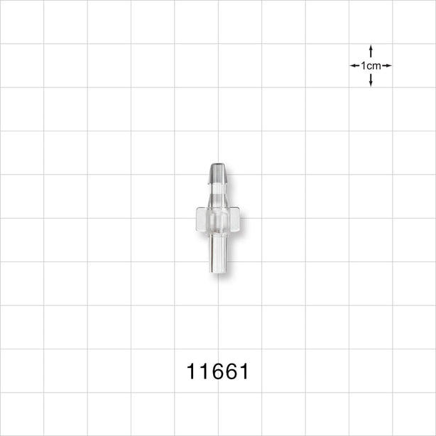 Male Luer Slip, Barbed, Clear - Fits 1/8 inch ID Tubing (0.125 inch, 3.18 mm) - 11661