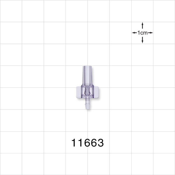 Male Luer Slip, Barbed, Clear - Fits 1/16 inch ID Tubing (0.063 inch, 1.59 mm) - 11663