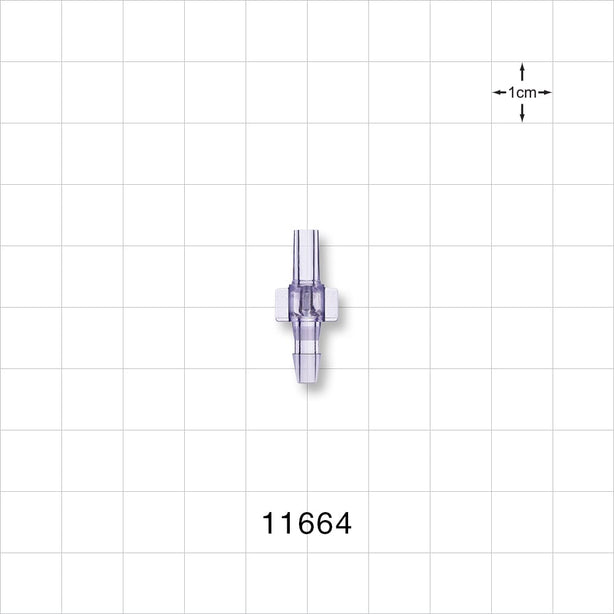 Male Luer Slip, Barbed, Clear - Fits 1/8 inch ID Tubing (0.125 inch, 3.18 mm) - 11664