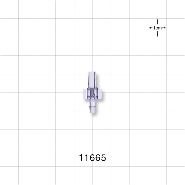 Male Luer Slip, Barbed, Clear - Fits 3/32 inch ID Tubing (0.094 inch, 2.38 mm) - 11665