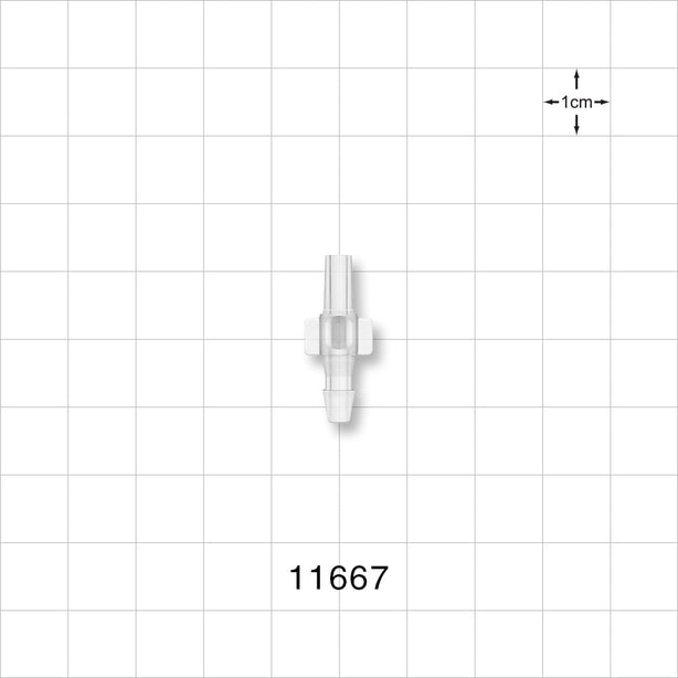 Male Luer Slip, Barbed, Natural - Fits 1/8 inch ID Tubing (0.125 inch, 3.18 mm) - 11667