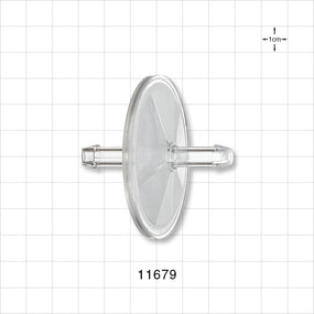 Insufflation Filter, Barbed - 50 mm; 0.337 inch OD Hose Barbs (8.55 mm); 0.1 micron - 11679